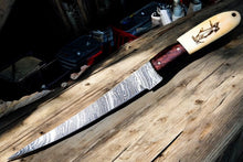 Carregar imagem no visualizador da galeria, Custom Handmade Damascus Fillet Knife | 13&quot; with Bone &amp; Wood Handle
