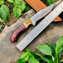 Load image into Gallery viewer, Custom Handmade Damascus Hunting Knife – 9&quot; with Sheath

