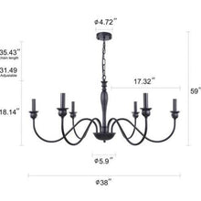 Load image into Gallery viewer, Wellmet 6-Light Farmhouse Chandelier 38 Inch, Farmhouse Light Fixture for Dining Room...
