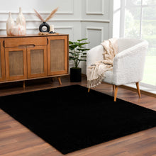 Load image into Gallery viewer, Heavenly Solid Black Plush Rug - Clearance
