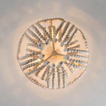 Load image into Gallery viewer, Seguis 3-Light Weathered White Chandelier with Wood Beads
