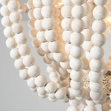 Load image into Gallery viewer, Seguis 3-Light Weathered White Chandelier with Wood Beads
