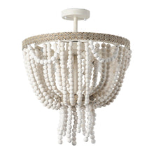 Load image into Gallery viewer, Seguis 3-Light Weathered White Chandelier with Wood Beads
