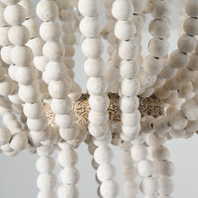 Load image into Gallery viewer, Seguis 3-Light Weathered White Chandelier with Wood Beads
