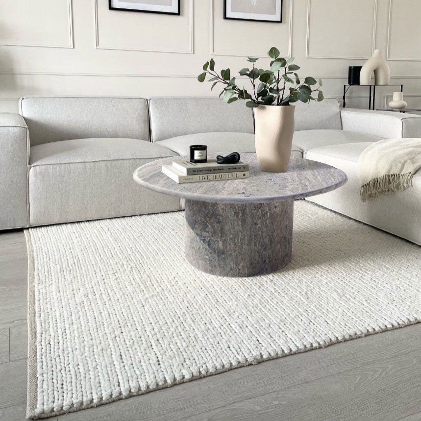 Silver Travertine Vein-cut Round Honed 2
