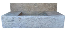 Load image into Gallery viewer, Silver Travertine Rustic Rectangular Wall-mount Bathroom Sink with 8&quot; Backsplash
