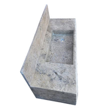 Load image into Gallery viewer, Silver Travertine Rustic Rectangular Wall-mount Bathroom Sink with 8&quot; Backsplash
