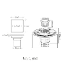 Load image into Gallery viewer, Brushed Gold stainless floor drain 6x6inch
