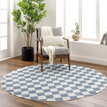Carregar imagem no visualizador da galeria, Brone Blue Checkered Washable Rug

