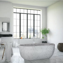 Load image into Gallery viewer, Statuario White Marble Bathtub Hand-carved from Solid Marble Block (W)32&quot; (L)67&quot; (H)20&quot;
