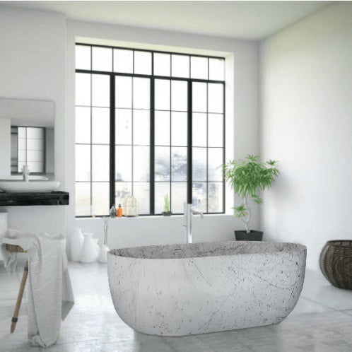 Statuario White Marble Bathtub Hand-carved from Solid Marble Block (W)32