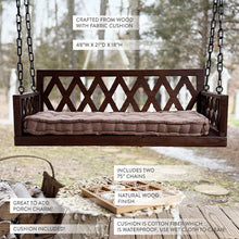Cargar imagen en el visor de la galería, Brown Porch Swing with Cushion

