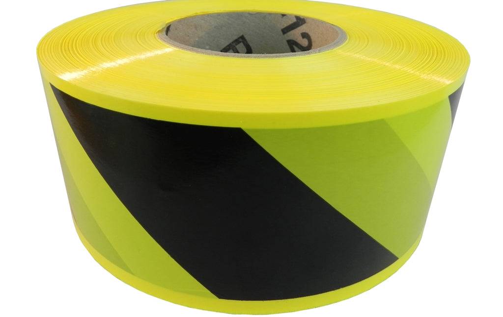 Tape Providers Barricade Tape 1000 feet WOD Barricade Flagging Tape Black and Yellow 3 inch x 1000 ft. - Hazardous Areas, Safety for Construction Zones BRC