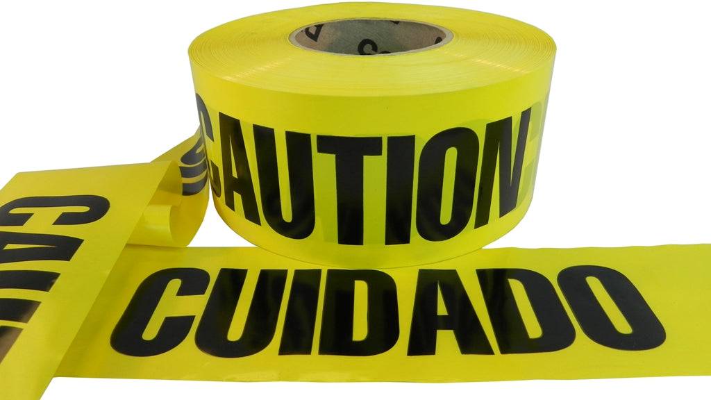 Tape Providers Barricade Tape 1000 feet WOD Barricade Flagging Tape ''Cuidado/Caution'' 3 inch x 1000 ft. - Hazardous Areas, Safety for Construction Zones BRC