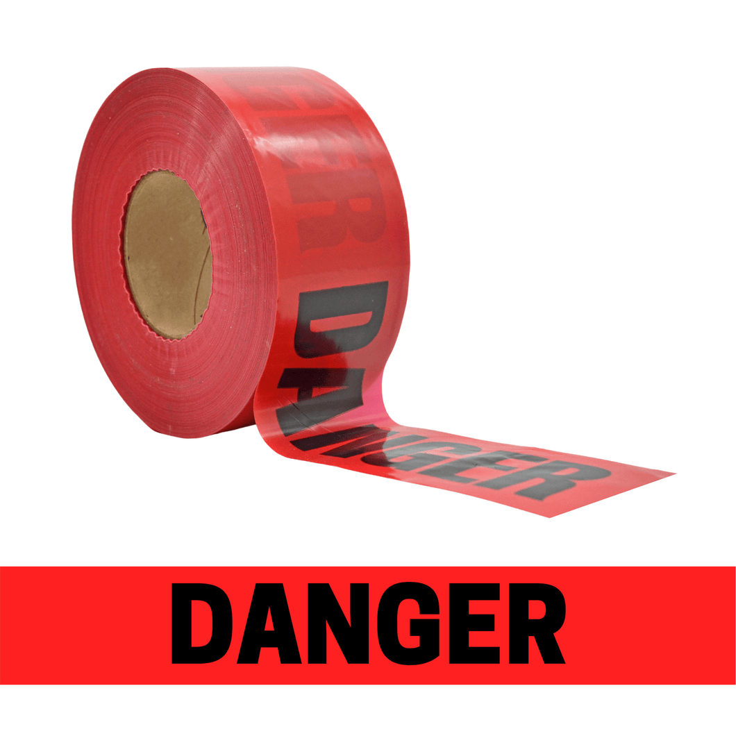 Tape Providers Barricade Tape 1000 feet WOD Barricade Flagging Tape ''Danger'' 3 inch x 1000 ft. - Hazardous Areas, Safety for Construction Zones BRC