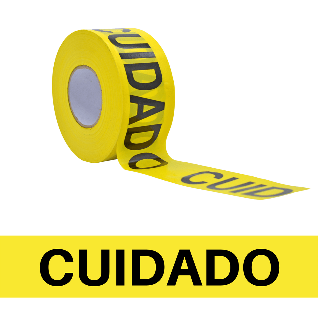Tape Providers Barricade Tape 300 feet WOD Barricade Flagging Tape ''Cuidado'' 3 inch x 300 ft. - Hazardous Areas, Safety for Construction Zones BRC