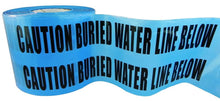 Load image into Gallery viewer, Tape Providers Barricade Tape WOD Barricade Flagging Tape &quot;Caution Buried Water Line Below&quot; 6 inch x 1000 Ft. - Hazardous Areas, Safety for Construction Zones BRC-BWLB
