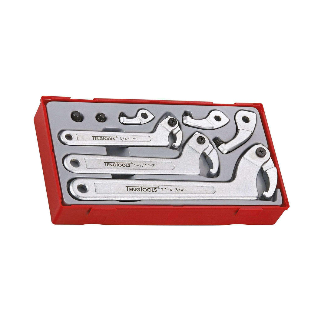 Teng Tools 8 Piece Adjustable C Type Hook and Pin Wrench / Spanner Set