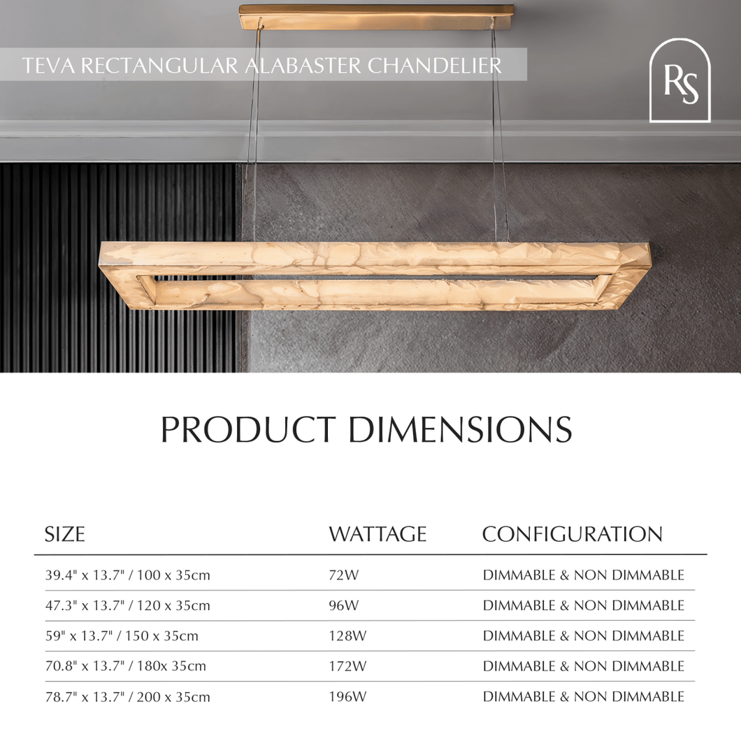 Teva Rectangular Alabaster Chandelier