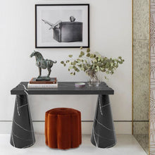 Load image into Gallery viewer, Toros Black Marble Designer Cone Shape Legs Console Polished
