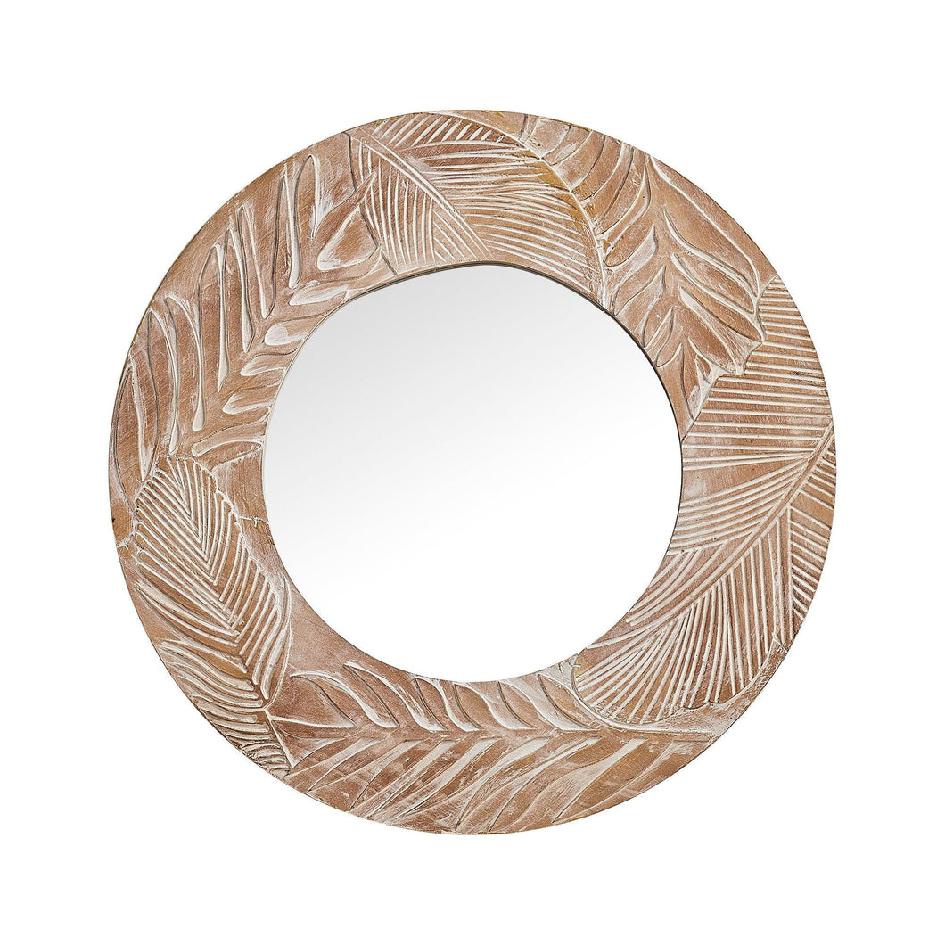 Traditioanl Wood Round Mirror Wall Decor