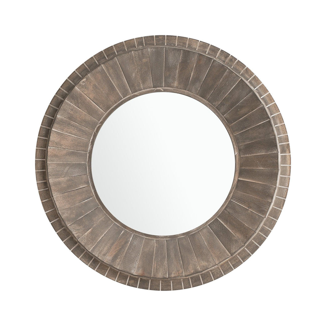 Traditional Round Decorative Wood Farmhouse Wall Mirror