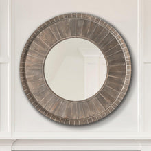 Load image into Gallery viewer, Traditional Round Decorative Wood Farmhouse Wall Mirror
