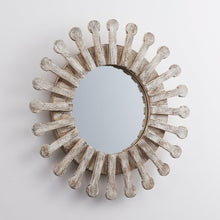 Load image into Gallery viewer, Traditional Round Wood Mirror Antiqued Casual Wall Decoration
