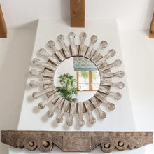 Load image into Gallery viewer, Traditional Round Wood Mirror Antiqued Casual Wall Decoration
