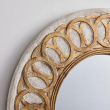 Load image into Gallery viewer, Traditional Round Wood Mirror Antiqued Classic Wall Decoration
