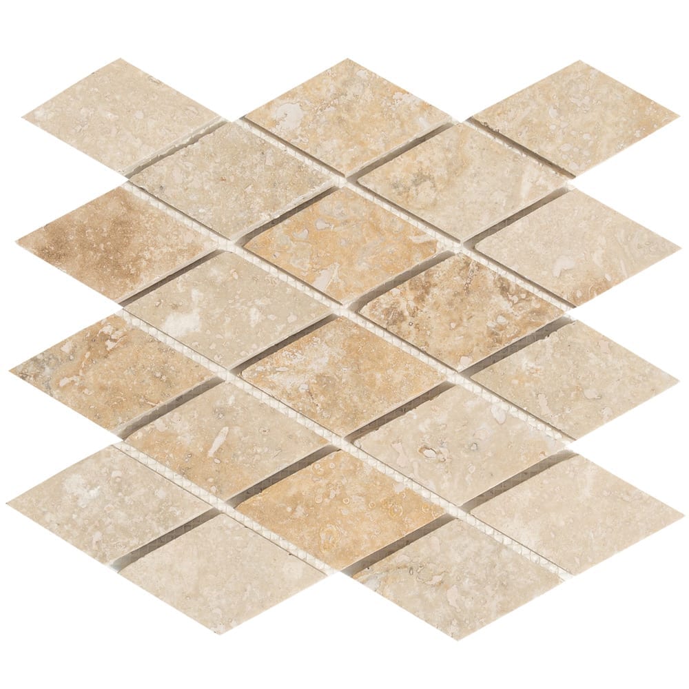 Chiaro Beige Travertine Diamond Mosaic Floor and Wall Tile - Livfloors Collection