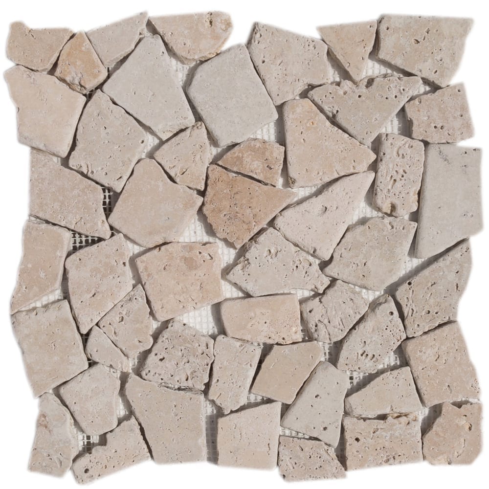Classic Beige Travertine Palladian Tumbled Mosaic Floor and Wall Tile - Livfloors Collection