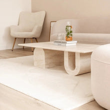 Load image into Gallery viewer, Troia Light Travertine Designer Coffee Table U Shape Legs (W)28&quot; (L)48&quot; (H)13&quot;
