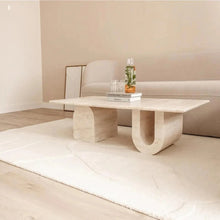 Load image into Gallery viewer, Troia Light Travertine Designer Coffee Table U Shape Legs (W)28&quot; (L)48&quot; (H)13&quot;
