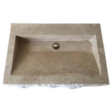 Load image into Gallery viewer, Troia Light Travertine Rustic Rectangular Wall-mount Bathroom Sink (W)16&quot; (L)30&quot; (H)5&quot;
