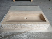 Load image into Gallery viewer, Troia Light Travertine Rustic Rectangular Wall-mount Bathroom Sink (W)16&quot; (L)30&quot; (H)5&quot;
