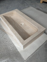 Load image into Gallery viewer, Troia Light Travertine Rustic Rectangular Wall-mount Bathroom Sink (W)16&quot; (L)30&quot; (H)5&quot;
