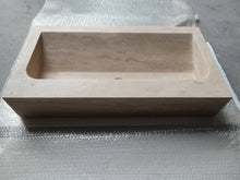 Load image into Gallery viewer, Troia Light Travertine Rustic Rectangular Wall-mount Bathroom Sink (W)16&quot; (L)30&quot; (H)5&quot;
