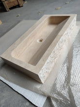 Load image into Gallery viewer, Troia Light Travertine Rustic Rectangular Wall-mount Bathroom Sink (W)16&quot; (L)30&quot; (H)5&quot;
