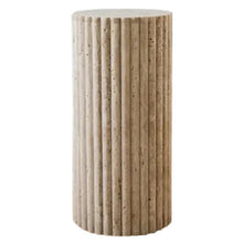 Load image into Gallery viewer, Troia Light Travertine Plinth Side Table Fluted Unfilled, Honed
