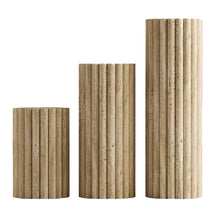 Load image into Gallery viewer, Troia Light Travertine Plinth Side Table Fluted Unfilled, Honed
