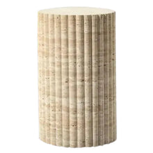 Load image into Gallery viewer, Troia Light Travertine Plinth Side Table Fluted Unfilled, Honed
