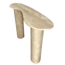 Load image into Gallery viewer, Troia Light Travertine Designer Console Filled and Honed (W)15&quot; (L)48&quot; (H)36&quot;
