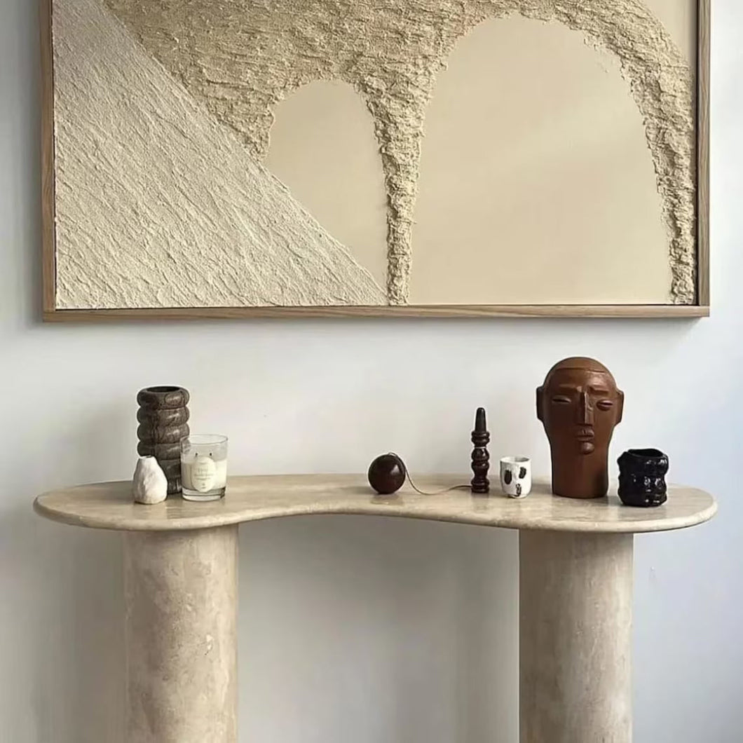 Troia Light Travertine Designer Console Filled and Honed (W)15
