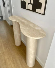 Load image into Gallery viewer, Troia Light Travertine Designer Console Filled and Honed (W)15&quot; (L)48&quot; (H)36&quot;
