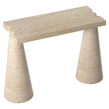 Load image into Gallery viewer, Troia Light Travertine Designer Cone Shape Legs Console Polished
