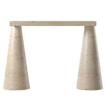 Load image into Gallery viewer, Troia Light Travertine Designer Cone Shape Legs Console Polished
