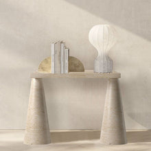 Load image into Gallery viewer, Troia Light Travertine Designer Cone Shape Legs Console Polished

