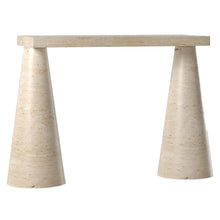 Load image into Gallery viewer, Troia Light Travertine Designer Cone Shape Legs Console Polished
