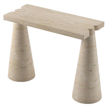 Load image into Gallery viewer, Troia Light Travertine Designer Cone Shape Legs Console Polished
